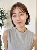 小顔黒髪オリーブグレーココアベージュボブ髪質改善ブリーチ新宿