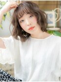 オン眉前下がりくせ毛風レイヤーミディアムa大宮20代30代40代