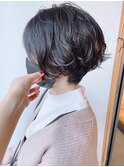 【morio原宿】前下がりボブパーマ　黒髪　ふんわりパーマ　宮本