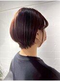 グレージュカラー/ボブウルフ/黒髪/ココアベージュ