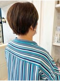 福山市美容室Caary人気 襟足スッキリ春ヘアタイトなショートヘア