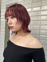 リリー(Lilley)&nbsp;【lilley 稲永麻衣】レッドカラー+ウルフ+顔周り+天神韓国ヘア