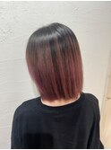 イメチェン似合わせフルバングカットレッドブラウンヘアー池袋
