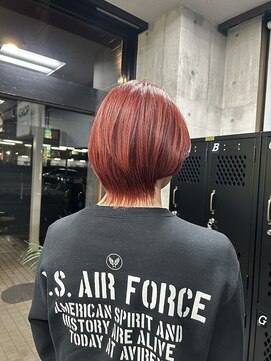 アンビシャス 蒲生(ambitious) メンズマッシュウルフカットダブルカラーレッド