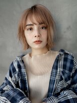 ギークス(GEEKS)&nbsp;【GEEKS渋谷】小顔/ハイトーンボブ/オレンジベージュ/秋冬カラー