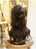 ハーフアップのカチモリ＊ウェーブ巻き