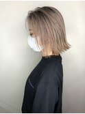 マロンベージュ/切りっぱなしボブ白髪ぼかしカラー/納村