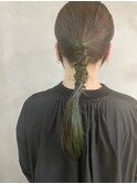 LONG【グリーン・アレンジ・ツーブロック】