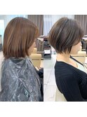 ショートボブ髪型20代30代前髪あり前髪なし面長丸顔【荒牧】AY