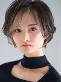 プラチナグレージュ×ボブディ×アンブレラカラー