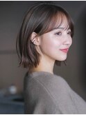 イメチェン 外ハネボブ 美髪 ワイドバング ミディアム 前髪