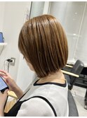 くびれヘア縮毛矯正アプリコットオレンジ夏ハイライト《用賀》