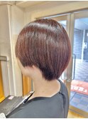 レッドピンクブラウンショート×艶カラー