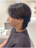 センターパート　ウルフ　ニュアンスパーマ