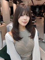 ステア ケース(stair case)&nbsp;韓国ミディアムレイヤーカット顔まわりカットブラウンカラー