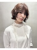 ダークパープル/レイヤーボブ/顔周りレイヤー/ミルクブラウン