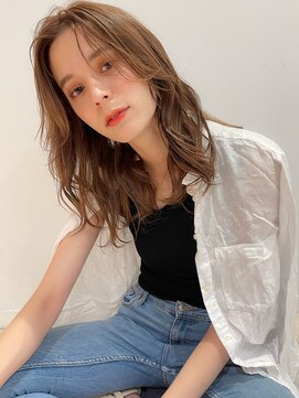 マイラ 銀座(myla) 田村】マロンベージュ/かきあげロング/涼しげヘア20代30代/韓国