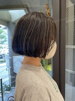 アールヘア ナチュラルアンドオーガニックサロン ワンレンボブ×オーガニック白髪ぼかしハイライト×30代40代50代