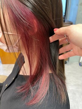 スタイル スマート サロン(STYLE smart salon) セミロング　イヤリングカラー　レッドピンク