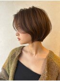 大人ショートボブ丸みショートカットマッシュショート前髪なし