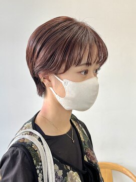 ヘアー アイス 御器所本店(HAIR ICI) 20代30代大人オレンジブラウンカラー × 小顔カット丸みショート