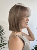切りっぱなしボブラインカット丸みヘイリーボブ