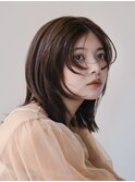 切りっぱなしロブフェイスレイヤーオレンジブラウン【自由が丘】