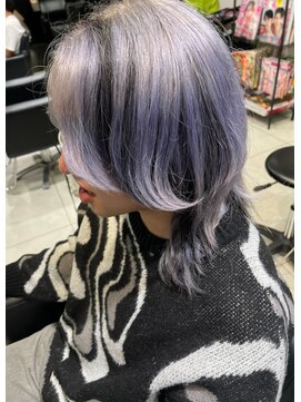ヘアーサロンデフォーエバールークス(hairsalon de Forever Lux) メンズボブウルフ/パープルポイントメッシュ