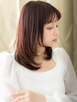 カバーヘア ブリス 北浦和(COVER HAIR bliss)&nbsp;前髪パーマチェリーブラウンバタフライカットY北浦和20代30代