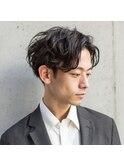 ビジネスショート/ニュアンスパーマ/センターパート/春/阪急桂