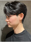 メンズセンターパートウルフセンターパートニュアンスパーマ襟足