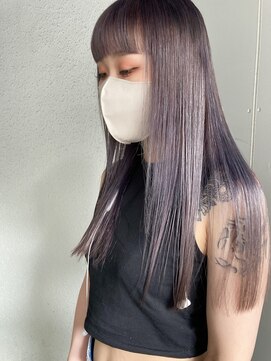 スー 渋谷(suu) パープルグレーカラーケアブリーチロング切りっぱなし