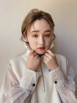 ヘアデザイン ソラ(Sola) ヘアメイク 秋の眠ためオレンジベージュ 無造作素朴個性的