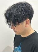 メンズマッシュセンターパートスパイラルパーマニュアンスパーマ