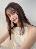 大人可愛いグレージュ20代30代40代小顔ウルフレイヤーセミディ