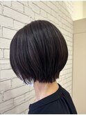 アッシュグレージュ/丸みショート/大人ショート/黒髪ショート