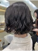 ボブのコテ巻き風パーマ少ししっかり目　30代　新デジタルパーマ