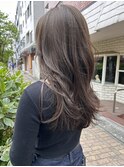 ミディアムヘア暗めカラーデザインカラーフェイスフレーミング