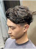 low fade × spiral perm style