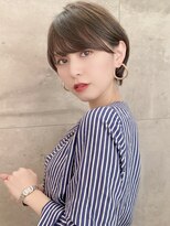 耳掛けショートボブ前髪厚めバング/20代/30代/40代/ハイライト