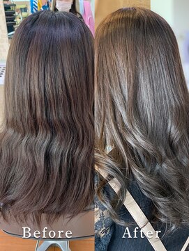 アークスヘアー 大人かわいい艶感アッシュベージュ×外国人風パーマ