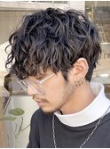 波巻きスパイラルパーマツイストスパイラルツーブロック