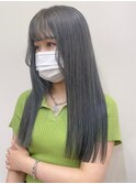 ぷつっとシルバー韓国風ロングヘア前髪シースルーmaaya