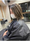 バレイヤージュ、ココアベージュ、ハイライト、グレージュカラー