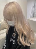3471シルキーベージュタイトストレート外国人風グラデーション