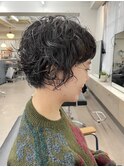 【中目黒】黒髪ショートのおしゃれウェーブパーマスタイル