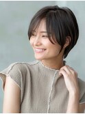 グレージュカラーショートフルバンク似合わせカットイメチェン