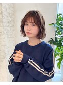 切りっぱなしボブニュアンスパーマ