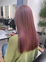 リエンスクレア(RIENS xrea)&nbsp;セミロング*切りっぱなし*ピンクカラー*ブリーチカラー