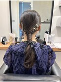 結婚式お呼ばれヘア　お洒落タイトローポニー　渋谷表参道